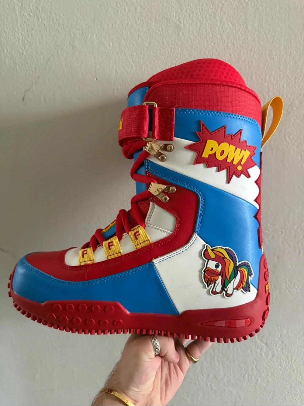 freshyworld Red Blue White Comic-Style Rain & Snow Boots